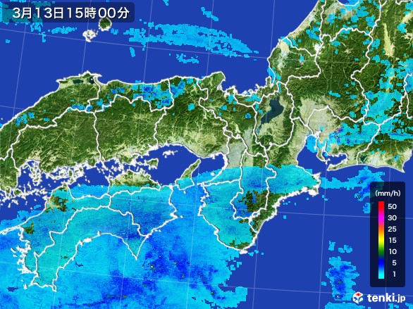 近畿地方の雨雲レーダー(2017年03月13日)