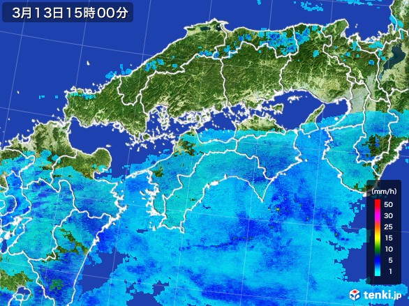 四国地方の雨雲レーダー(2017年03月13日)