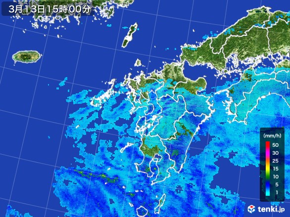 九州地方の雨雲レーダー(2017年03月13日)