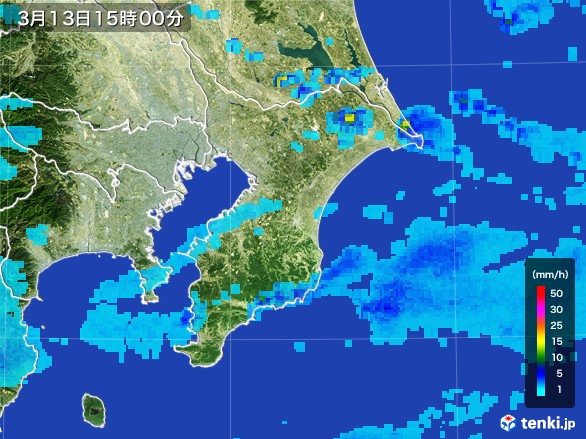 千葉県の雨雲レーダー(2017年03月13日)