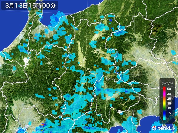 長野県の雨雲レーダー(2017年03月13日)