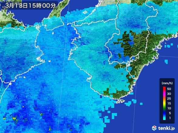 和歌山県の雨雲レーダー(2017年03月13日)