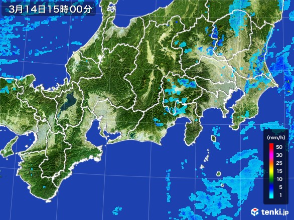 東海地方の雨雲レーダー(2017年03月14日)