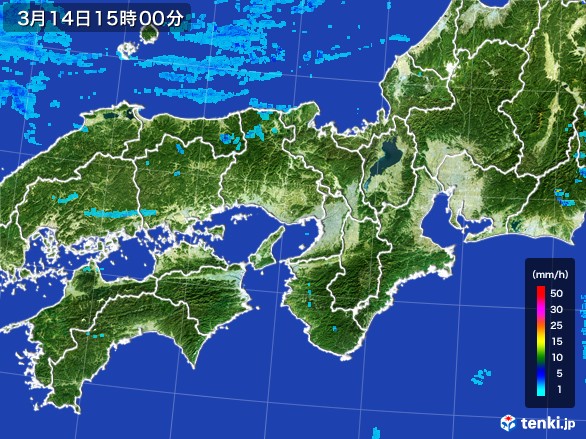 近畿地方の雨雲レーダー(2017年03月14日)