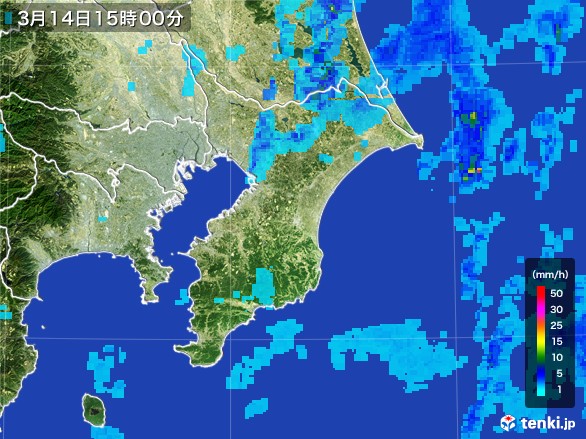 千葉県の雨雲レーダー(2017年03月14日)