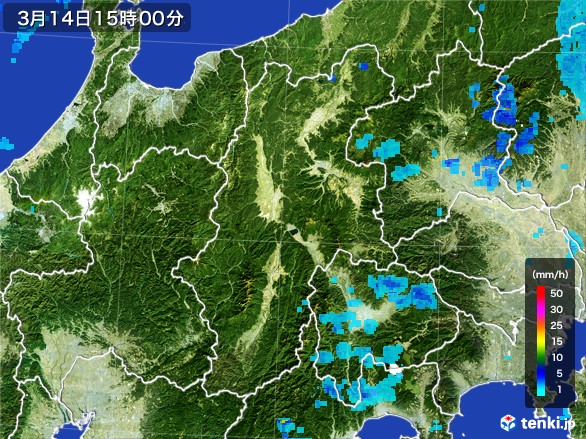 長野県の雨雲レーダー(2017年03月14日)