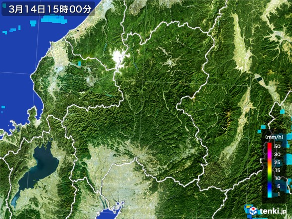 岐阜県の雨雲レーダー(2017年03月14日)