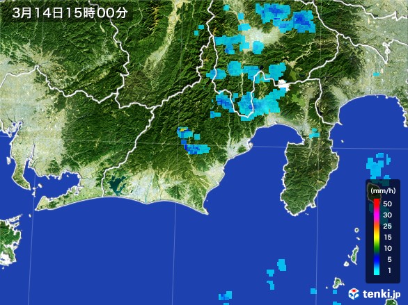 静岡県の雨雲レーダー(2017年03月14日)