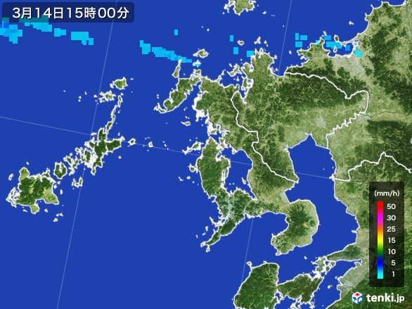 長崎県の雨雲レーダー(2017年03月14日)