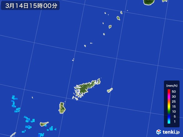 奄美諸島(鹿児島県)の雨雲レーダー(2017年03月14日)