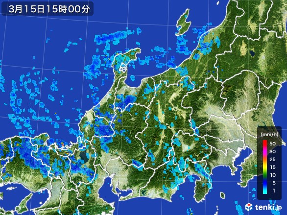 北陸地方の雨雲レーダー(2017年03月15日)