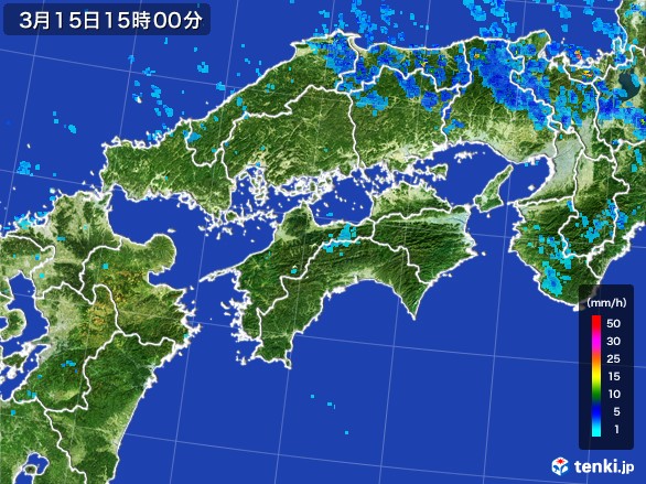 四国地方の雨雲レーダー(2017年03月15日)