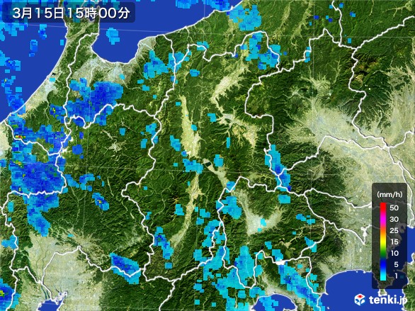 長野県の雨雲レーダー(2017年03月15日)