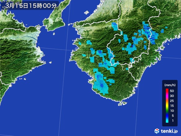 和歌山県の雨雲レーダー(2017年03月15日)