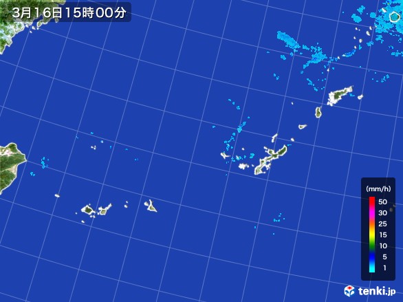 沖縄地方の雨雲レーダー(2017年03月16日)
