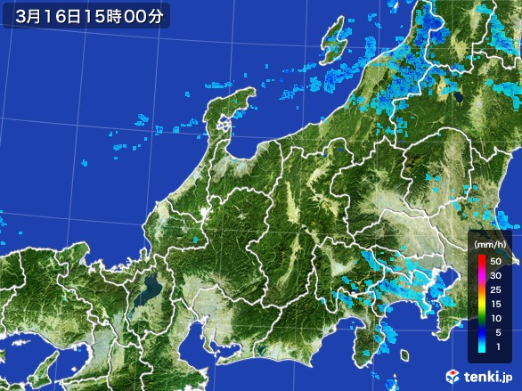 北陸地方の雨雲レーダー(2017年03月16日)