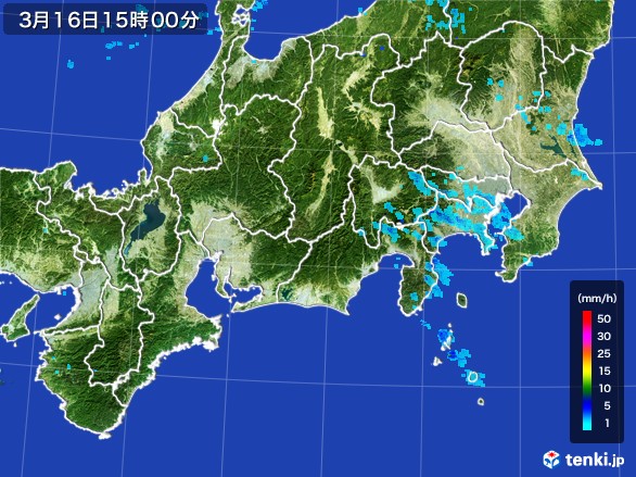 東海地方の雨雲レーダー(2017年03月16日)