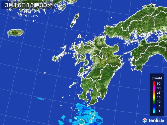九州地方の雨雲レーダー(2017年03月16日)