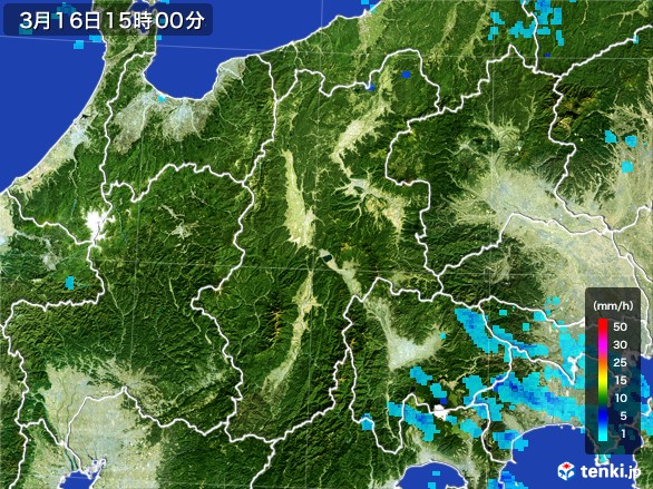 長野県の雨雲レーダー(2017年03月16日)