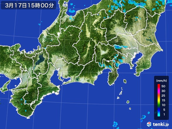 東海地方の雨雲レーダー(2017年03月17日)