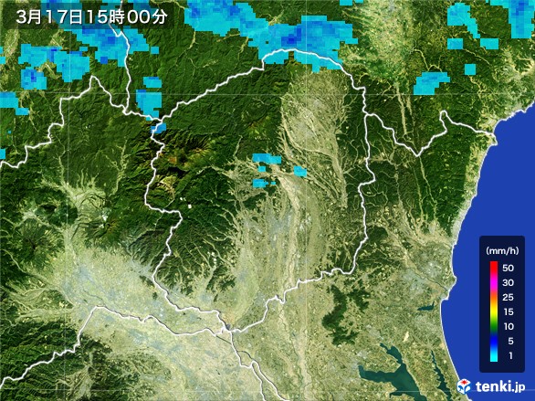 栃木県の雨雲レーダー(2017年03月17日)