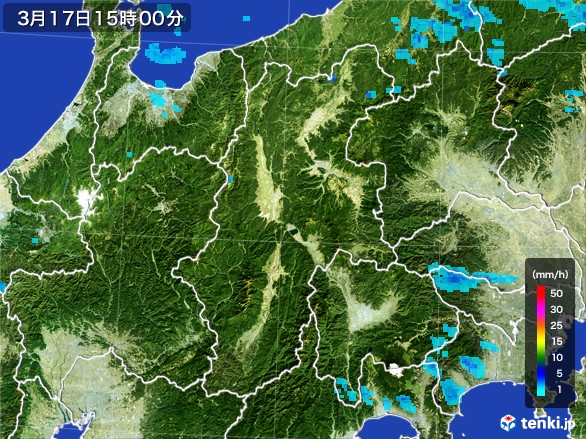 長野県の雨雲レーダー(2017年03月17日)