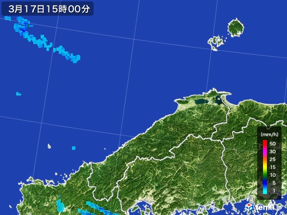 島根県の雨雲レーダー(2017年03月17日)