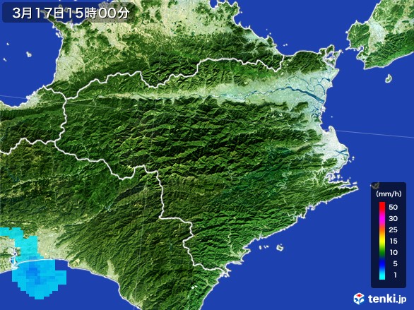 徳島県の雨雲レーダー(2017年03月17日)