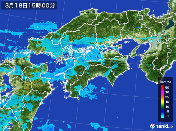 四国地方の雨雲レーダー(2017年03月18日)