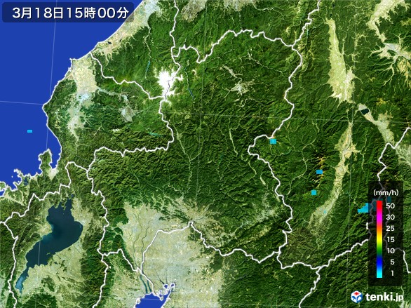 岐阜県の雨雲レーダー(2017年03月18日)