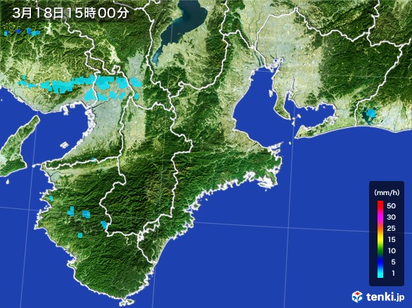 三重県の雨雲レーダー(2017年03月18日)