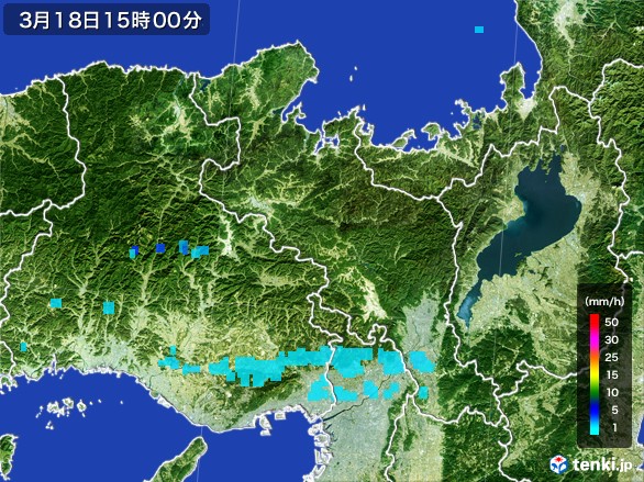 京都府の雨雲レーダー(2017年03月18日)