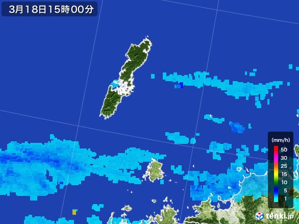 壱岐・対馬(長崎県)の雨雲レーダー(2017年03月18日)