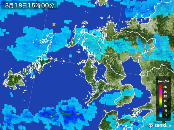 長崎県の雨雲レーダー(2017年03月18日)