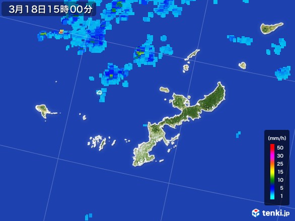 沖縄県の雨雲レーダー(2017年03月18日)