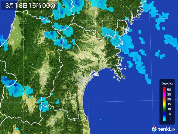 宮城県の雨雲レーダー(2017年03月18日)