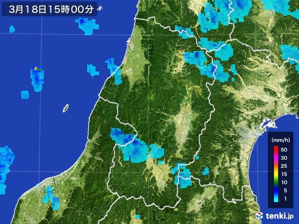 山形県の雨雲レーダー(2017年03月18日)