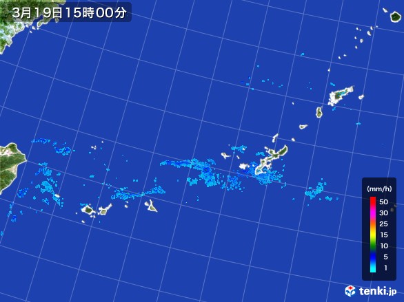 沖縄地方の雨雲レーダー(2017年03月19日)