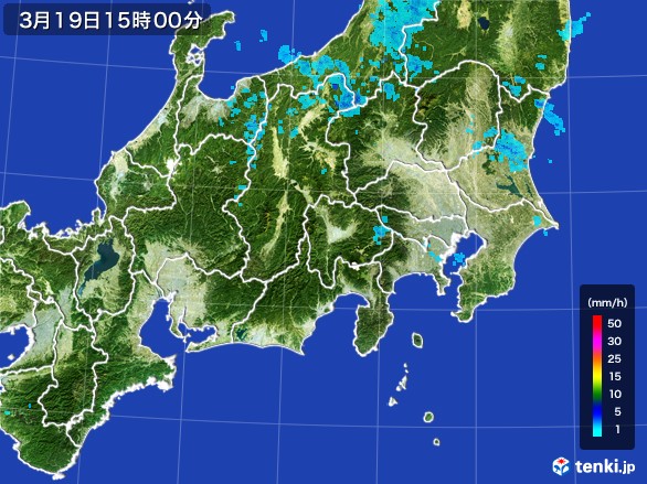 関東・甲信地方の雨雲レーダー(2017年03月19日)