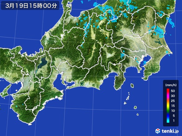 東海地方の雨雲レーダー(2017年03月19日)