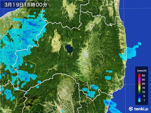 福島県の雨雲レーダー(2017年03月19日)