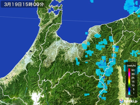 富山県の雨雲レーダー(2017年03月19日)