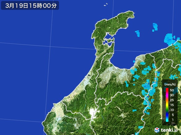 石川県の雨雲レーダー(2017年03月19日)