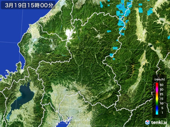 岐阜県の雨雲レーダー(2017年03月19日)