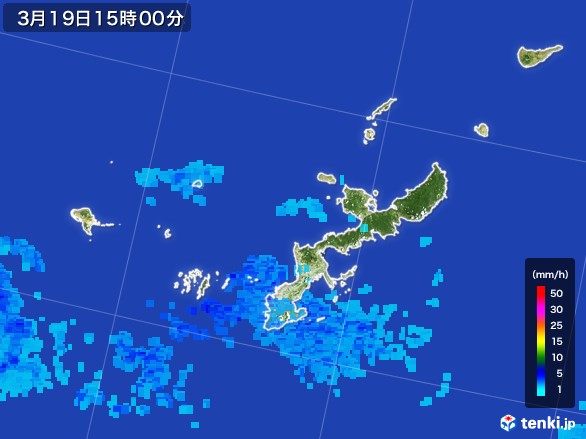 沖縄県の雨雲レーダー(2017年03月19日)