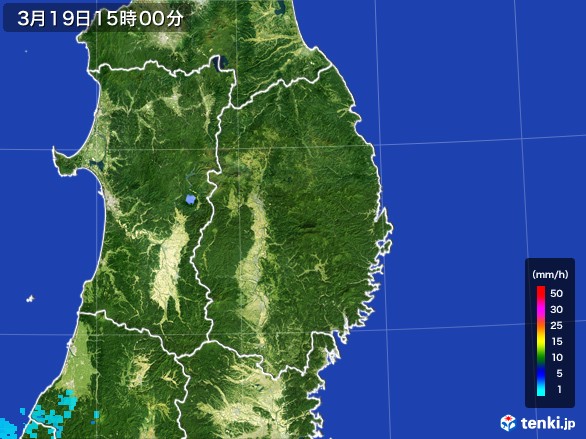 岩手県の雨雲レーダー(2017年03月19日)
