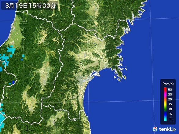 宮城県の雨雲レーダー(2017年03月19日)