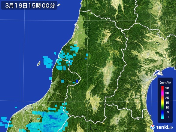 山形県の雨雲レーダー(2017年03月19日)