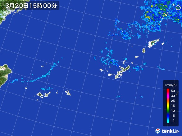 沖縄地方の雨雲レーダー(2017年03月20日)