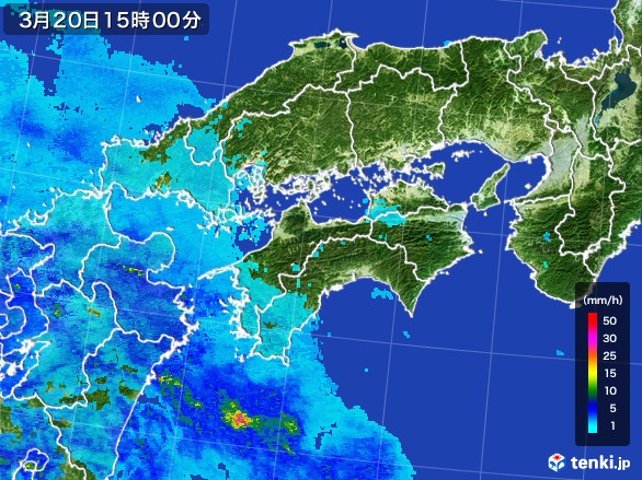 四国地方の雨雲レーダー(2017年03月20日)